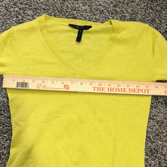 BCBGMAXAZRIA Womens Cashmere Blend Long Sleeve Top XXS Chartreuse Preppy Vibrant - Picture 5 of 8